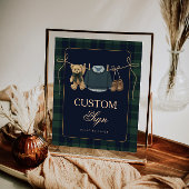 Preppy Polo Teddy Bear Baby Shower Editable Table  ポスター