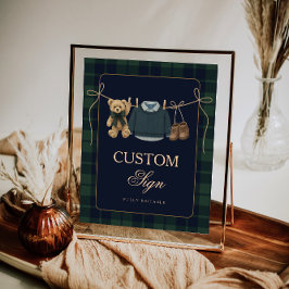 Preppy Polo Teddy Bear Baby Shower Editable Table  ポスター