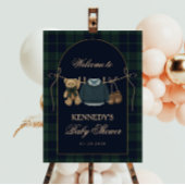 Preppy Polo Teddy Bear Baby Shower Welcome Sign ポスター