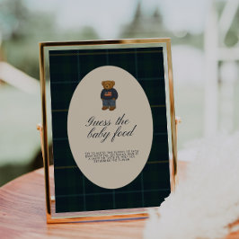 Preppy Polo Teddy Bear Guess the Baby Food Sign