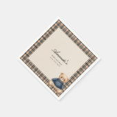 Preppy Polo Teddy Bear Luxury Baby Shower Beige スタンダードカクテルナプキン (角)