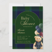 Preppy Polo Teddy Bear Luxury Girl Baby Shower 招待状 (正面)