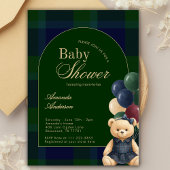 Preppy Polo Teddy Bear Luxury Girl Baby Shower 招待状