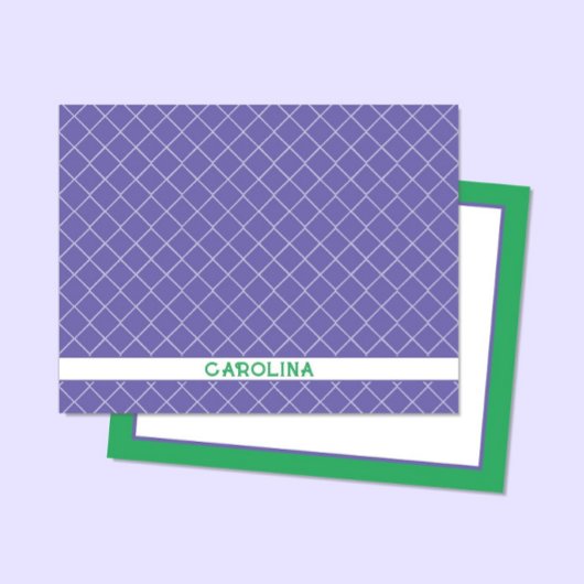 Preppy Purple & Bright Green Pattern Girly ノートカード