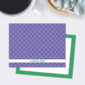 Preppy Purple & Bright Green Pattern Girly ノートカード