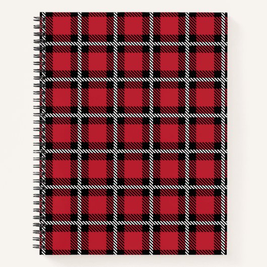 Preppy Red Grid Check Design ノートブック (正面)