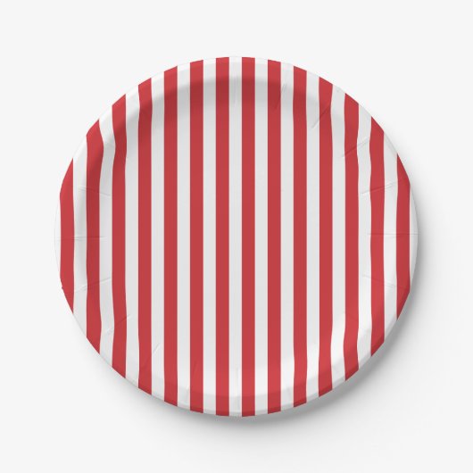 Preppy Red Stripe Pastel Paper Plates ペーパープレート (正面)