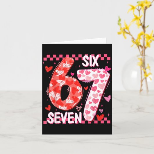 Preppy Retro Coquette Bow 6 7 Six Seven Love Valen カード (黄色い花)