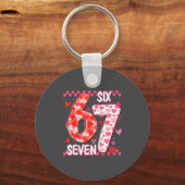 Preppy Retro Coquette Bow 6 7 Six Seven Love Valen キーホルダー (正面)