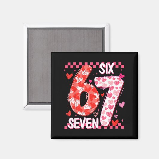 Preppy Retro Coquette Bow 6 7 Six Seven Love Valen マグネット (正面/裏面)