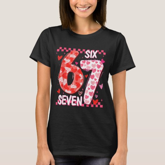 Preppy Retro Coquette Bow 6 7 Six Seven Love Valen Tシャツ (正面)