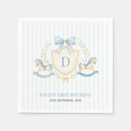 Preppy Rocking Horse Boy First Birthday スタンダードカクテルナプキン