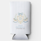 Preppy Rocking Horse Boy First Birthday スリム缶クーラー (正面)