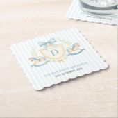 Preppy Rocking Horse Boy First Birthday ペーパーコースター (アングル)