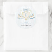 Preppy Rocking Horse Boy First Birthday ラウンドシール (バッグ)