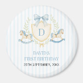 Preppy Rocking Horse First Birthday マグネット (正面)