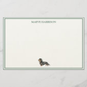 Preppy Sage Green Stripe Dachshund 便箋 (正面)