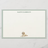 Preppy Sage Green Stripe Golden Doodle 便箋 (正面)