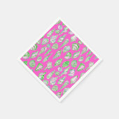 Preppy Sea Shells on Hot Pink Seaside スタンダードカクテルナプキン (角)