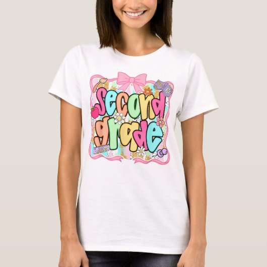 Preppy Second Grade 2nd Grade Teachers Girls Tシャツ (正面)
