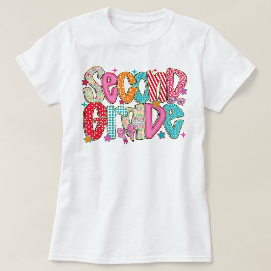 Preppy Second Grade 2nd Grade Teachers Girls Tシャツ (デザイン正面)