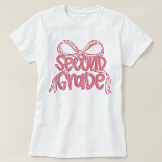 Preppy Second Grade 2nd Grade Teachers Girls Tシャツ (デザイン正面)