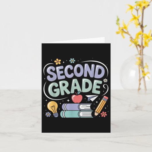 Preppy Second Grade Back To School 2nd Grade Teach カード (黄色い花)
