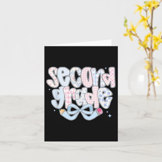Preppy Second Grade Back To School Coquette 2nd Gr カード (黄色い花)