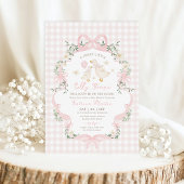 Preppy Silly Goose Pink Bow Girl Baby Shower 招待状