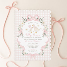 Preppy Silly Goose Pink Bow Girl Baby Shower 招待状
