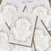 Preppy Silly Goose Purple Bow Girl Baby Shower 招待状