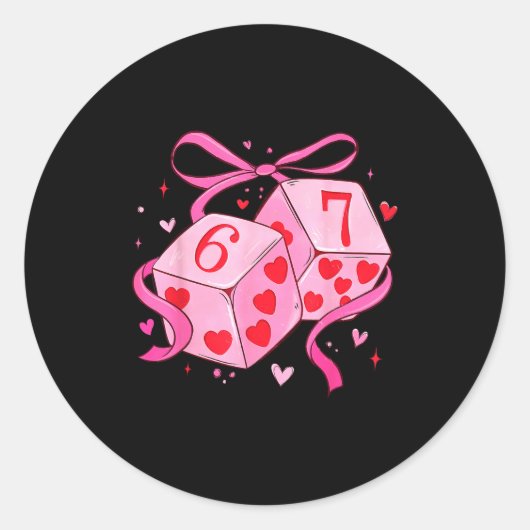 Preppy Six Seven Valentine 6 7 Meme Funny Coquette ラウンドシール (正面)