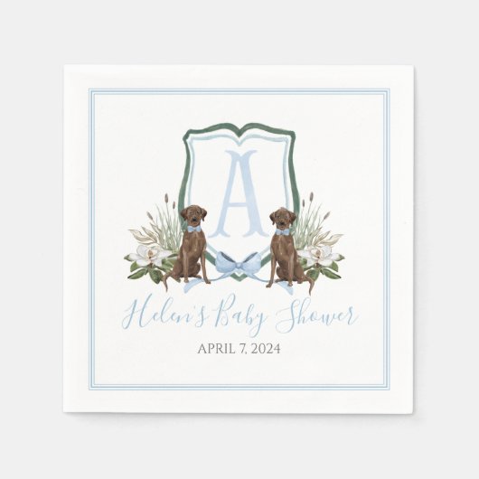 Preppy Southern Blue Boy Lab Baby Shower Napkins スタンダードカクテルナプキン (正面)