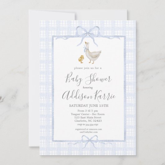Preppy Southern silly goose boy baby shower invite 招待状 (正面)
