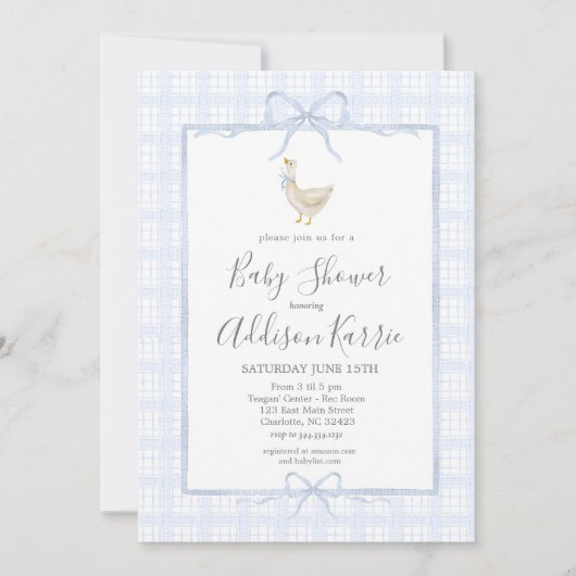 Preppy Southern silly goose boy baby shower invite 招待状 (正面)