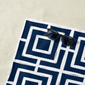 Preppy Square Lattice Monogram – Navy & Lime ビーチタオル (インサイチュ)