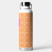 Preppy Square Lattice Monogram Orange & Hot Pink ウォーターボトル (背面)