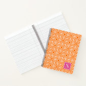 Preppy Square Lattice Monogram Orange Hot Pink ノートブック (内部)