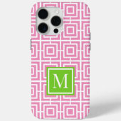 Preppy Square Lattice Monogram – Pink & Lime Case-Mate iPhoneケース (裏面)