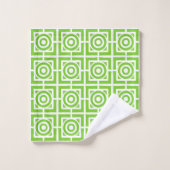 Preppy Square Lattice - Pink & Lime Green Monogram バスタオルセット (ウォッシュタオル)