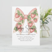 Preppy Strawberry Bow Personalized Baby Shower  招待状 (スタンド正面)