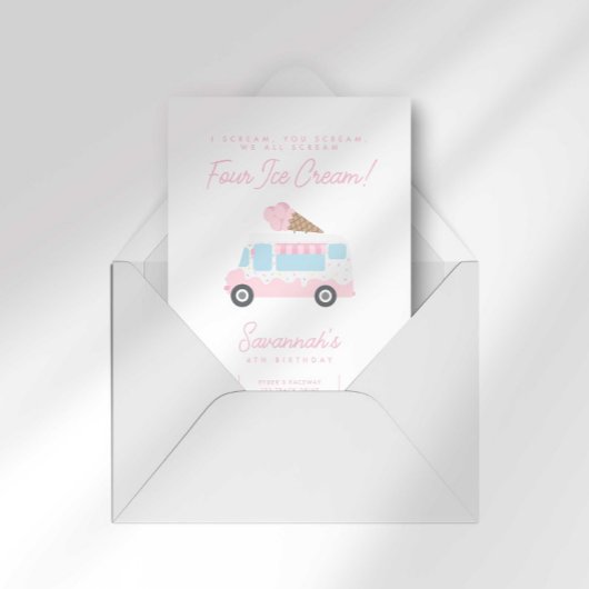 Preppy Stripe 4th Ice Cream Birthday Social 招待状