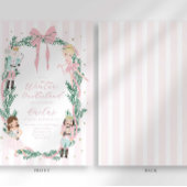 Preppy Stripe Bow Nutcracker Ballet First Birthday 招待状