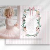 Preppy Stripe Bow Nutcracker Ballet Thank You Card 招待状
