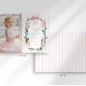 Preppy Stripe Bow Nutcracker Ballet Thank You Card 招待状