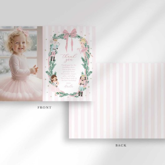 Preppy Stripe Bow Nutcracker Ballet Thank You Card 招待状