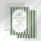 Preppy Stripe New to the Club Golf Baby Shower 招待状
