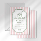 Preppy Stripe New to the Club Golf Baby Shower 招待状