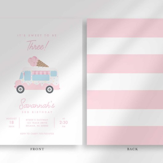 Preppy Stripe Sweet Ice Cream Birthday Invitation 招待状