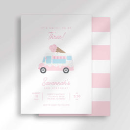 Preppy Stripe Sweet Ice Cream Birthday Invitation 招待状